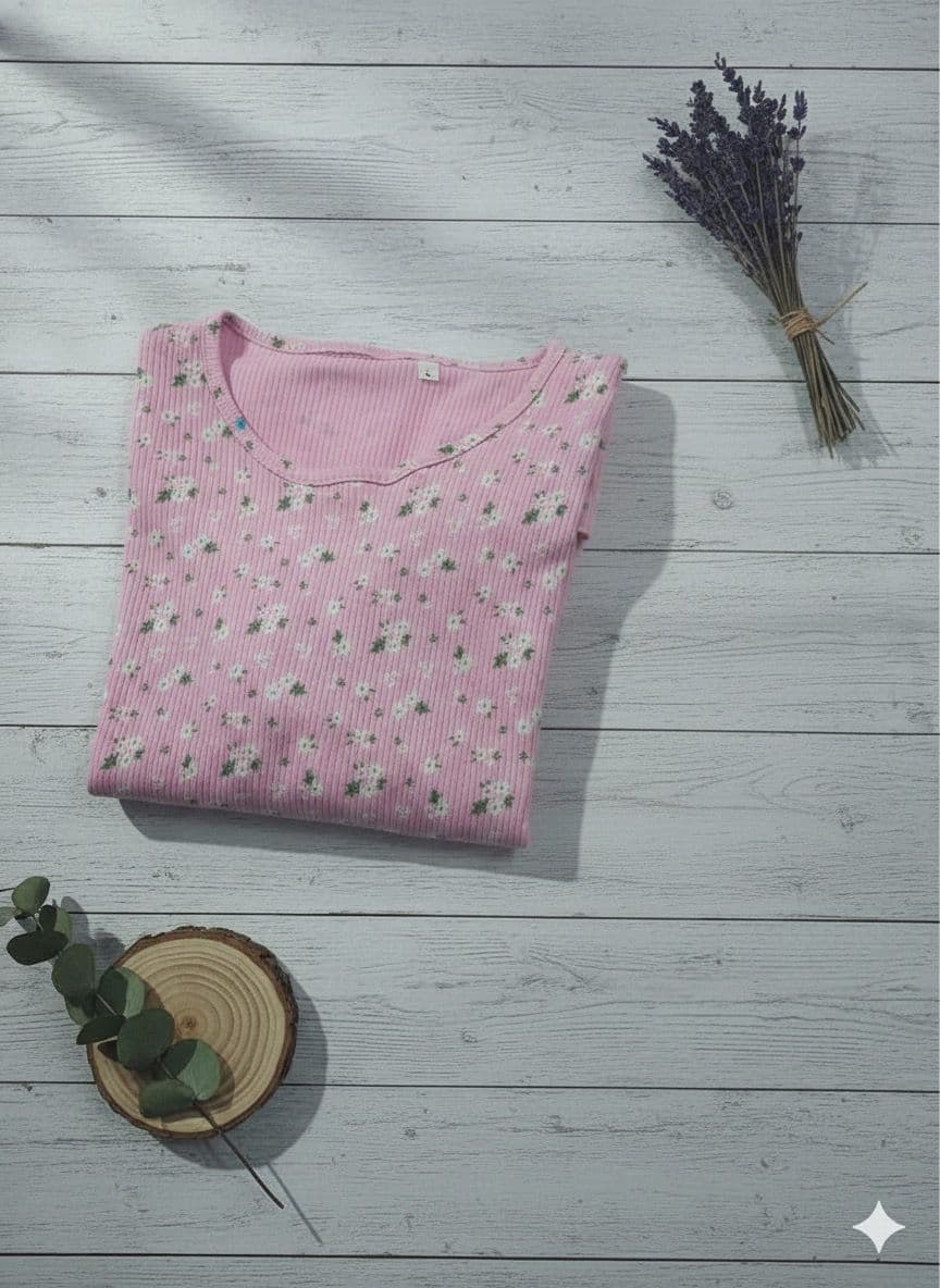 Irah Vastra ribbed T-shirt — front model view with product flatlay