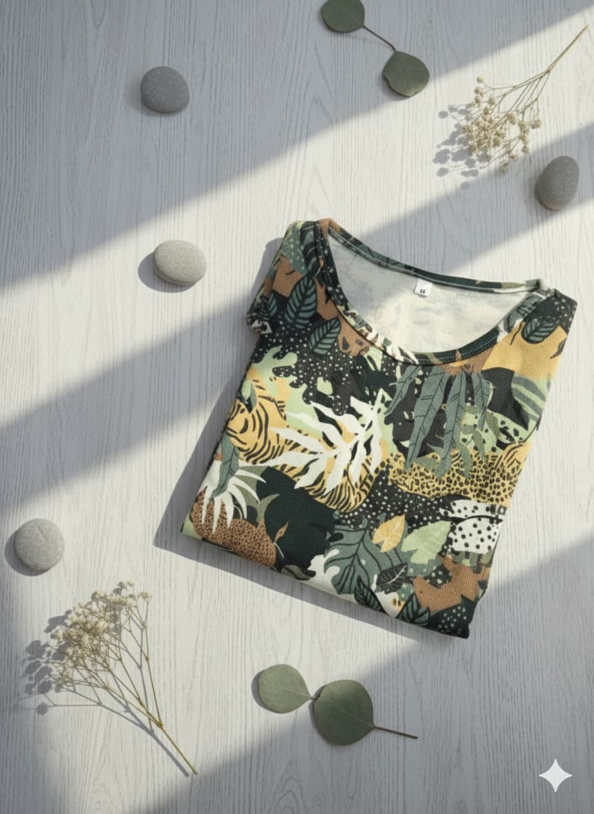 Irah Vastra ribbed T-shirt — front model view with product flatlay