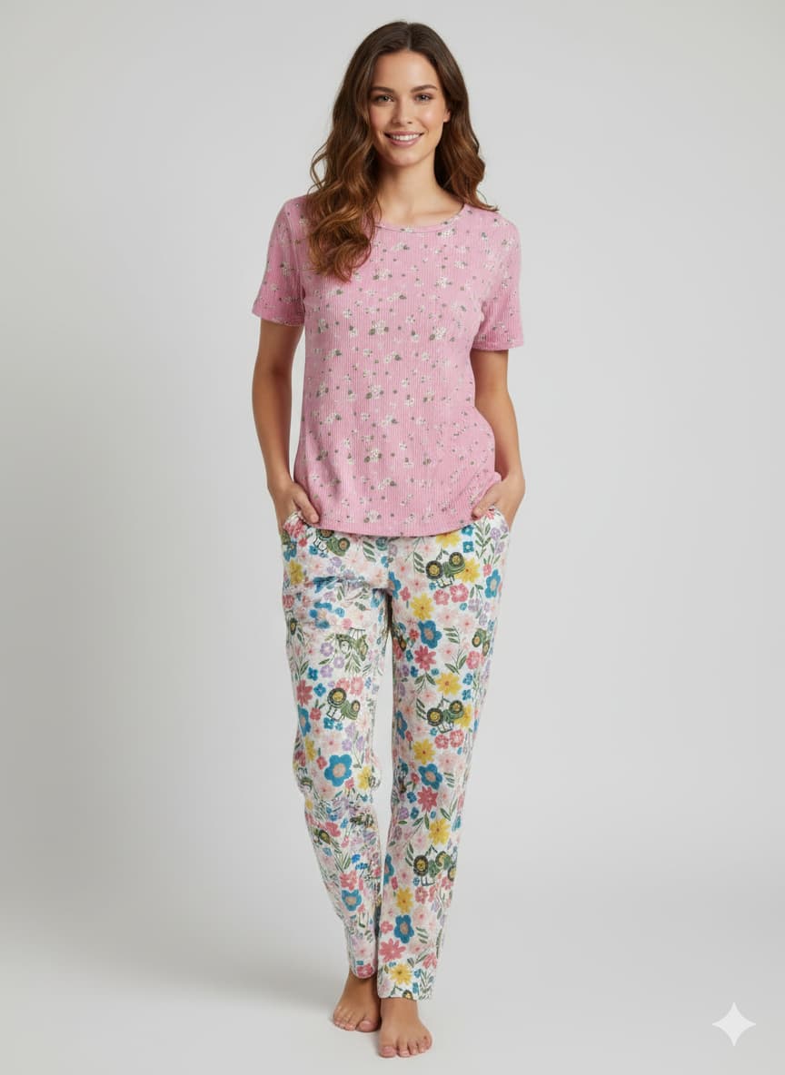 Irah Vastra women’s T-shirt and pant set — model front view
