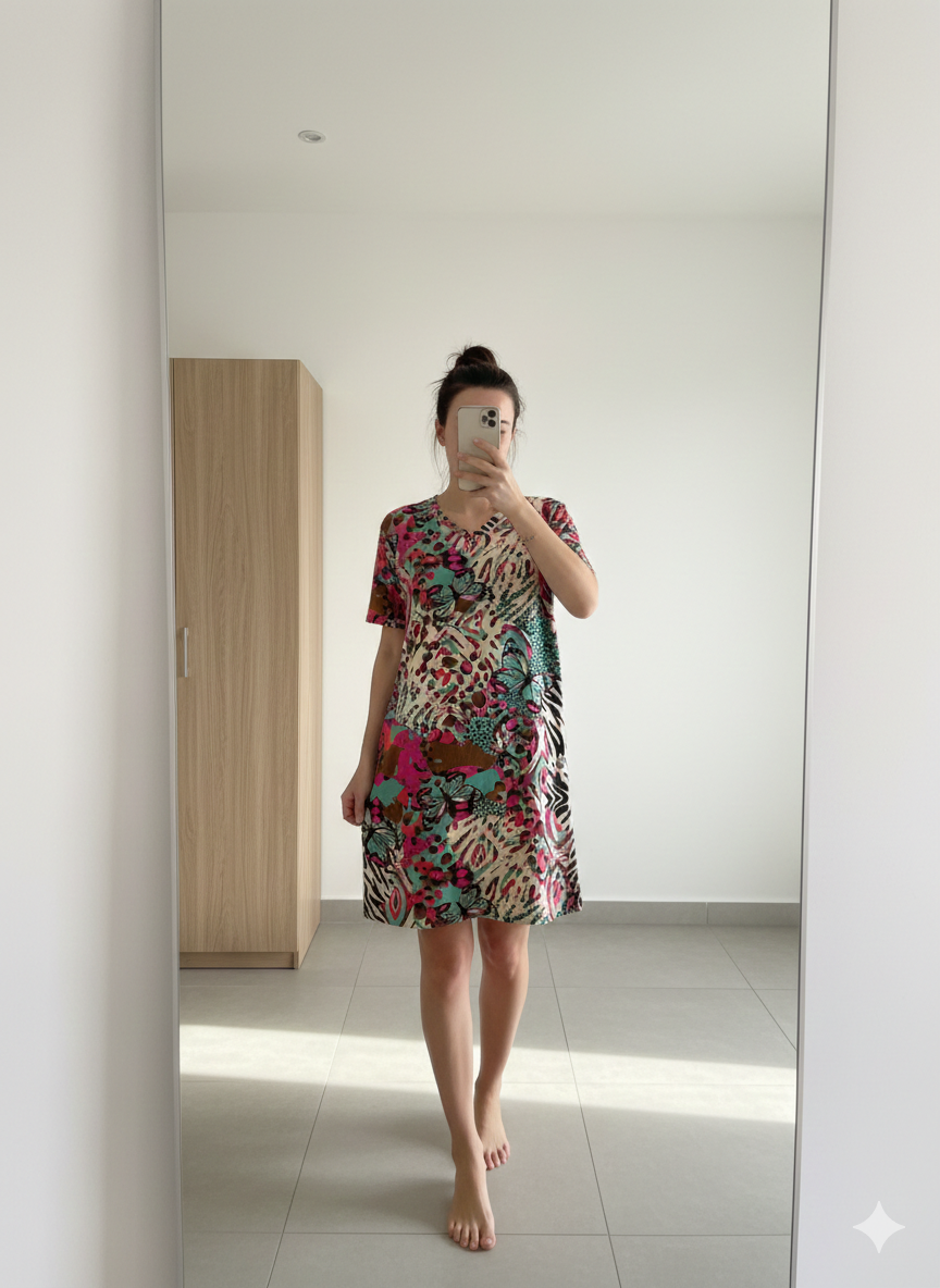 Butterfly Print Cotton Bodycon Kurti