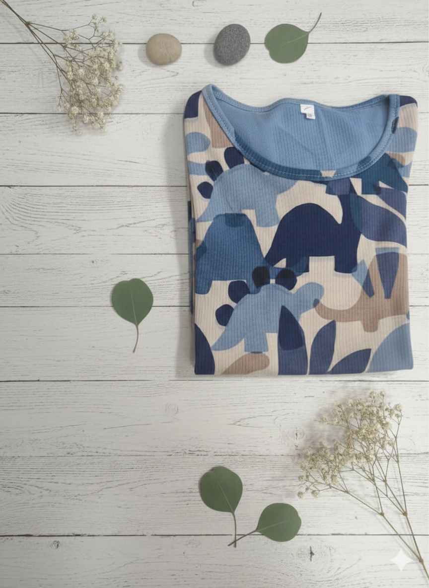 Irah Vastra ribbed T-shirt — front model view with product flatlay