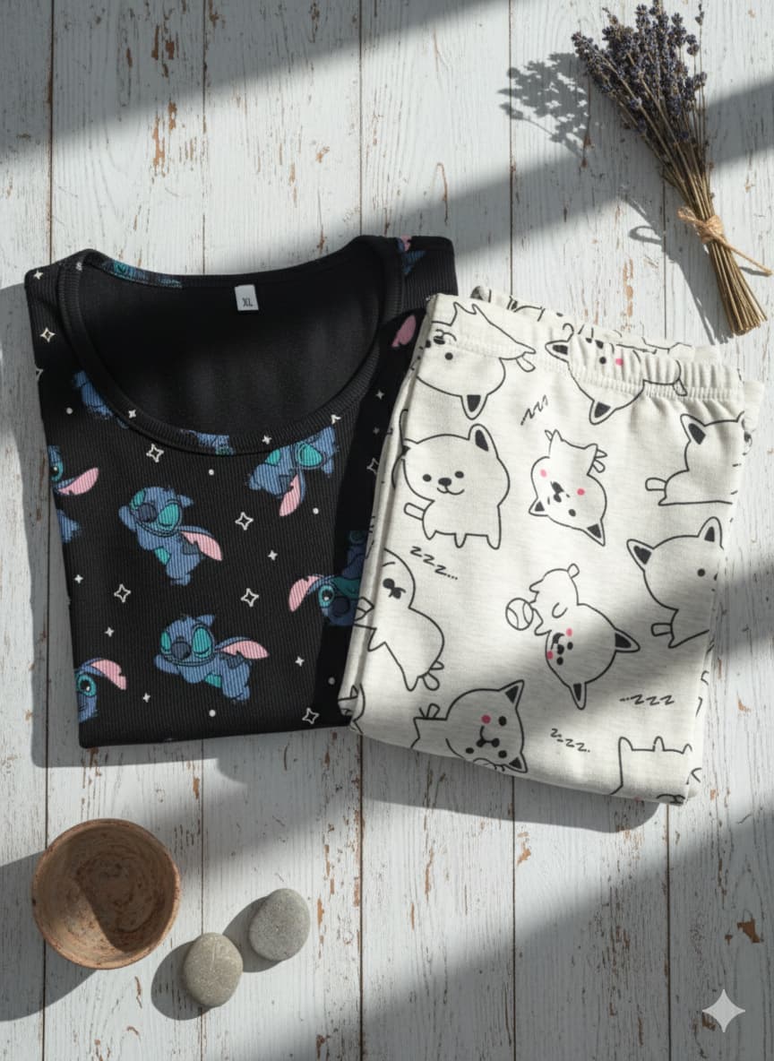 Irah Vastra women’s T-shirt and pant set — folded flatlay view