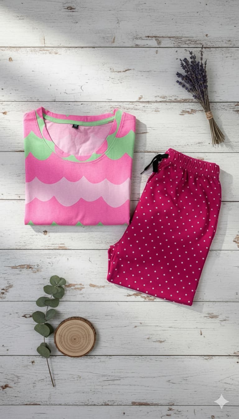 Irah Vastra women’s T-shirt and pant set — model front view