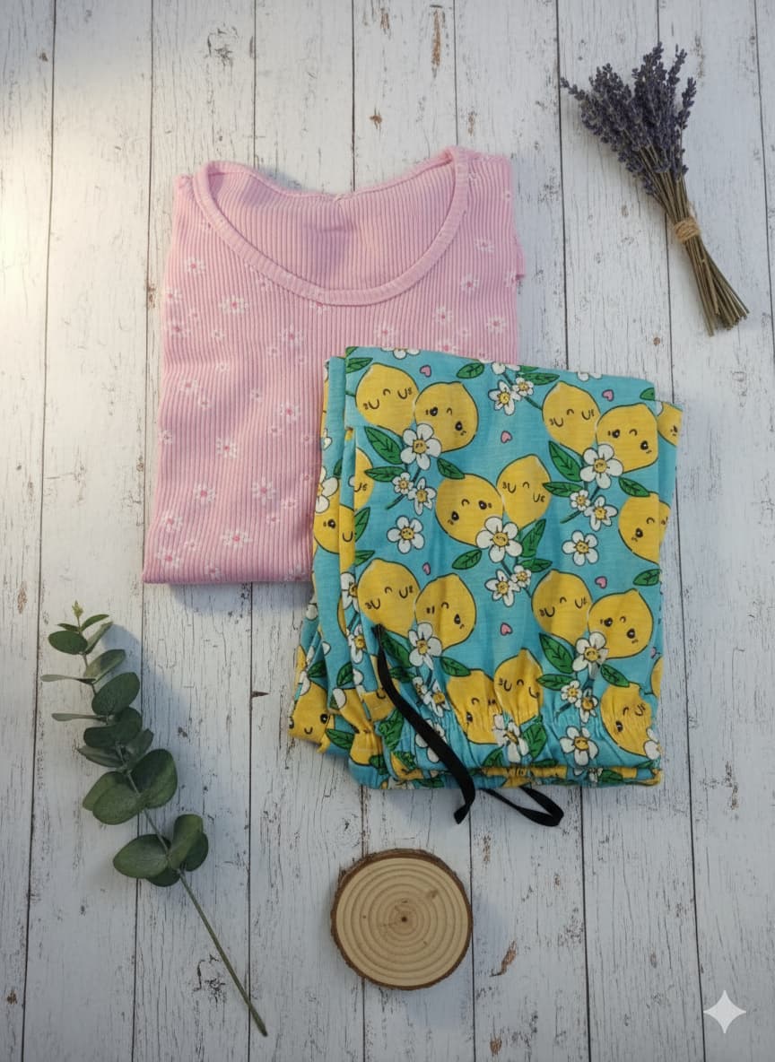Irah Vastra women’s T-shirt and pant set — folded flatlay view
