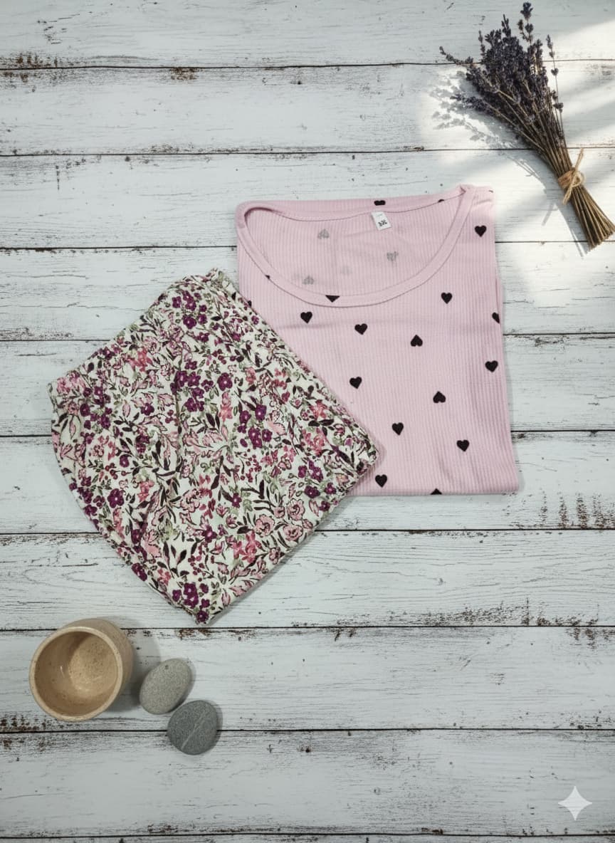 Irah Vastra women’s T-shirt and pant set — folded flatlay view
