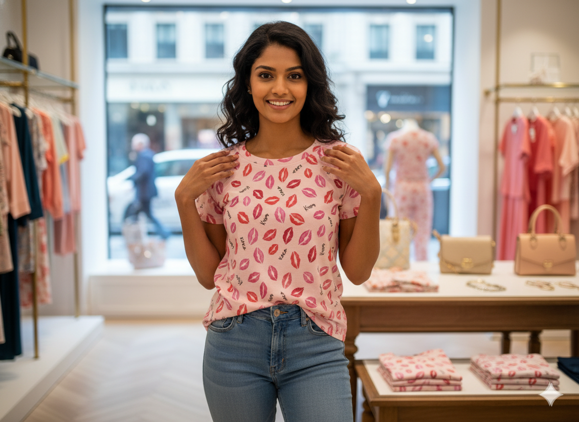 Irah Vastra ribbed T-shirt — front model view with product flatlay
