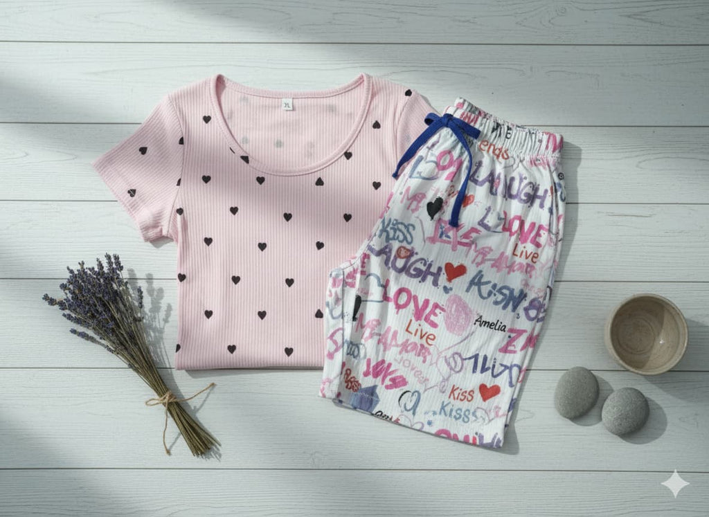 Irah Vastra ribbed T-shirt in pink — folded flat lay view