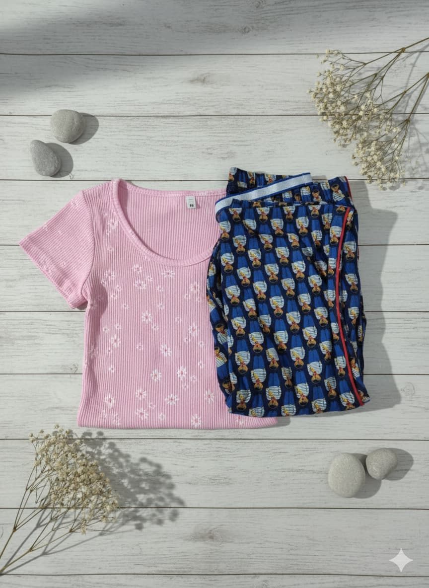 Irah Vastra ribbed T-shirt in pink — folded flat lay view