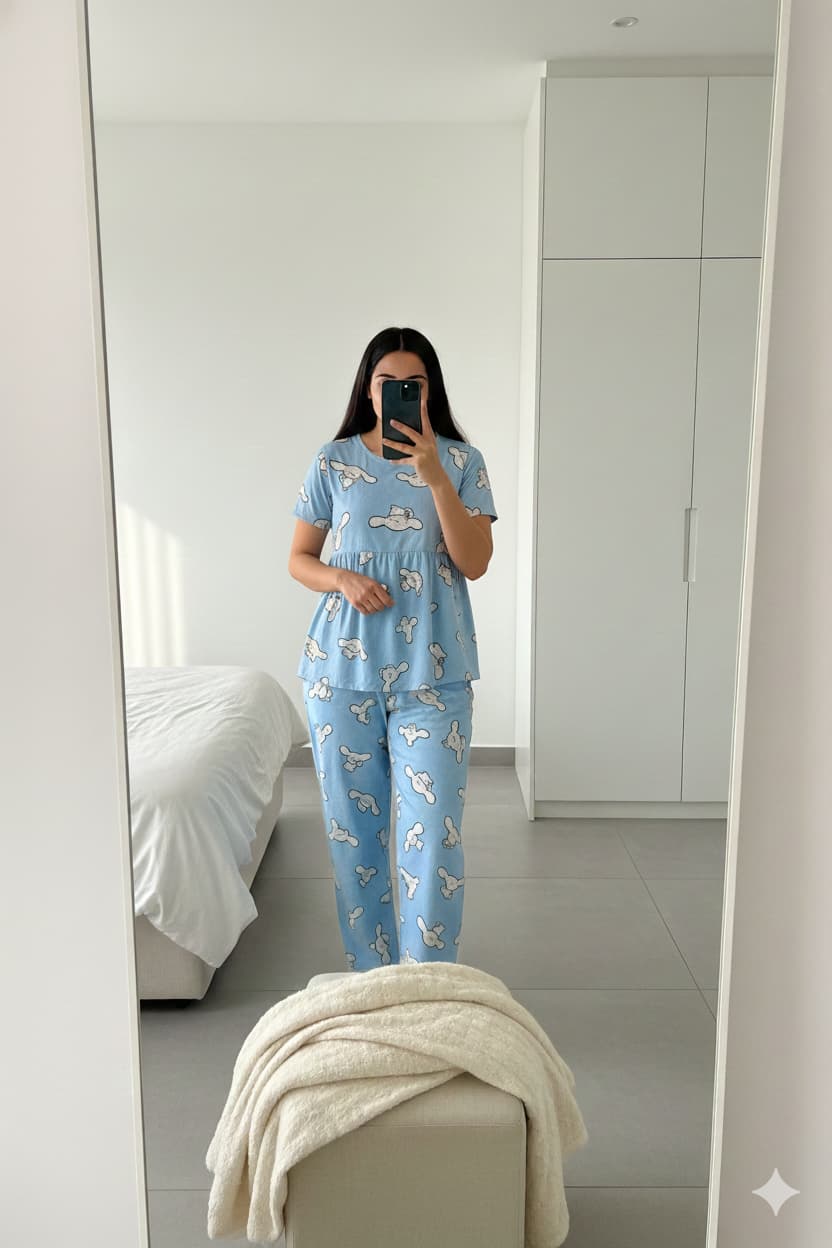 Women’s soft cotton peplum loungewear set
