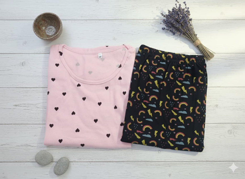 Irah Vastra women’s T-shirt and pant set — folded flatlay 