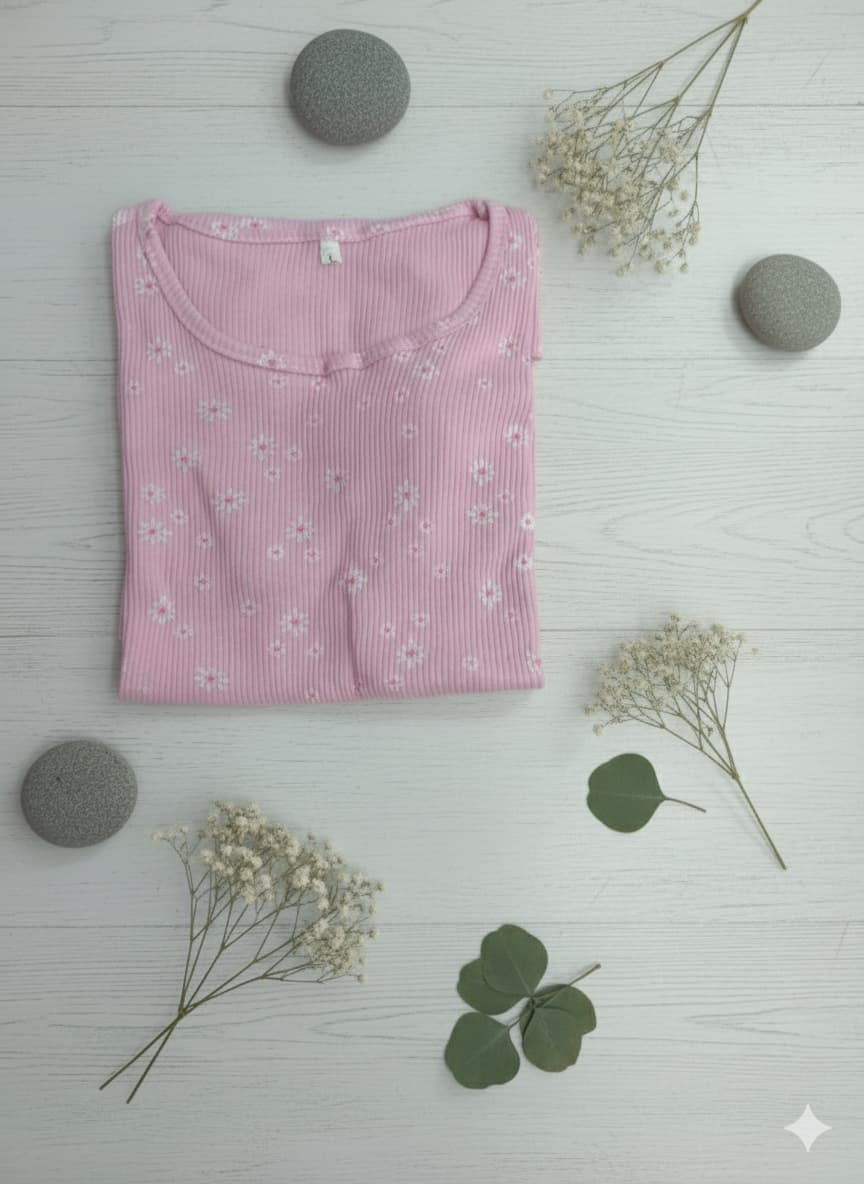 Irah Vastra ribbed T-shirt — front model view with product flatlay