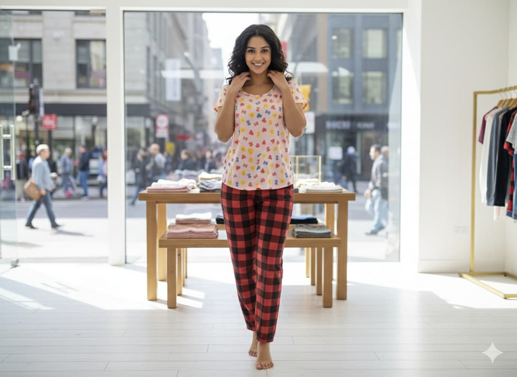 Irah Vastra women’s T-shirt and pant set — model front view