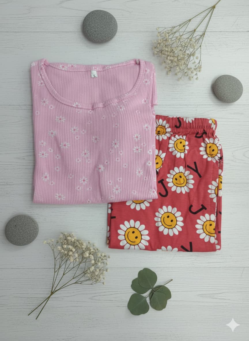 Irah Vastra women’s T-shirt and pant set — folded flatlay view