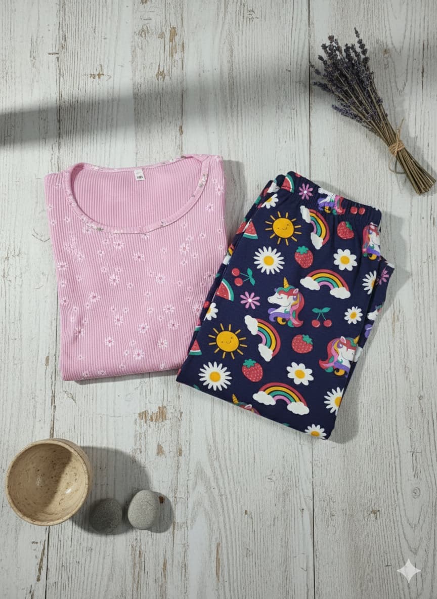 Irah Vastra ribbed T-shirt in pink — folded flat lay view