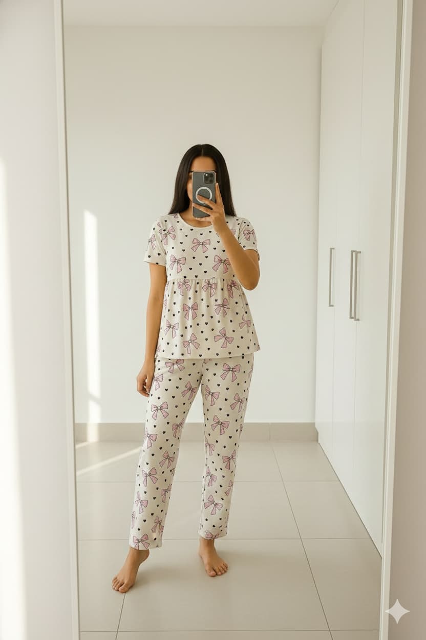 Women’s soft cotton peplum loungewear set
