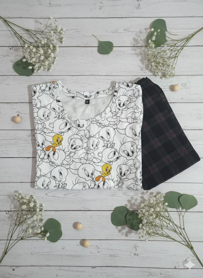 Irah Vastra women’s T-shirt and pant set — folded flatlay view