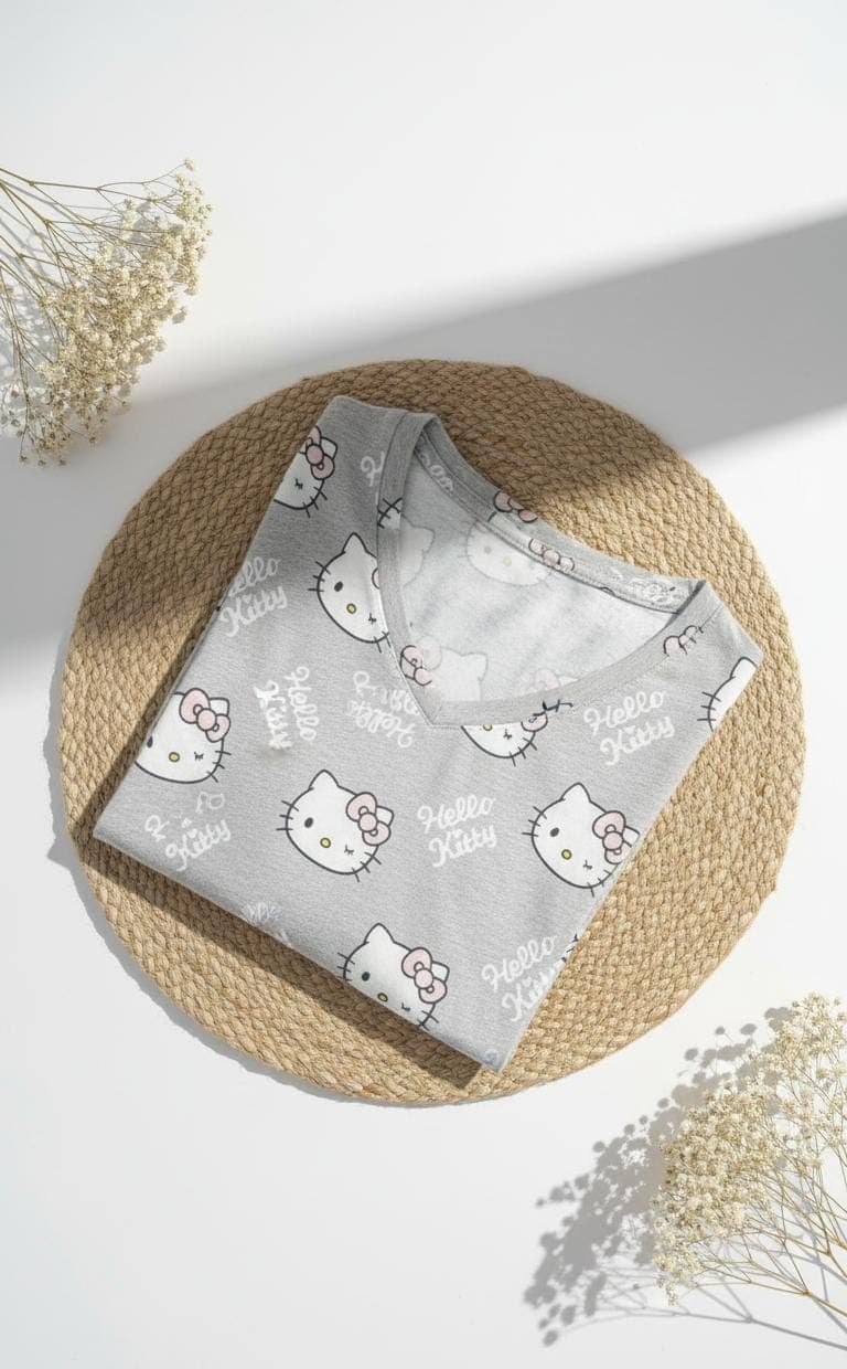 Flat lay view of women’s printed cotton long polo nightdress showcasing fabric texture and design by Irah Vastra