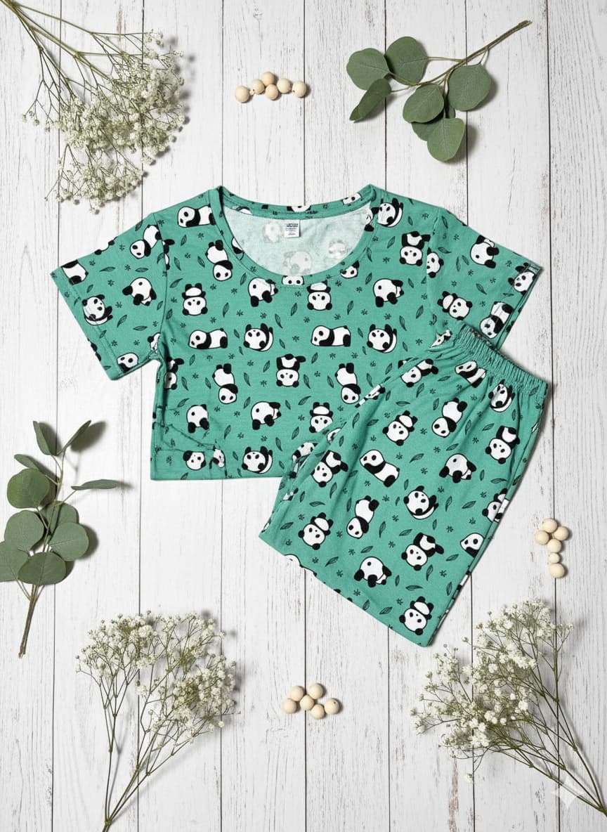 Irah Vastra women’s T-shirt and pant set — folded flatlay view 
