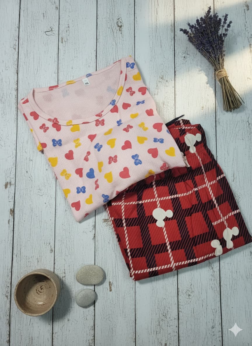 Irah Vastra women’s T-shirt and pant set — folded flatlay view
