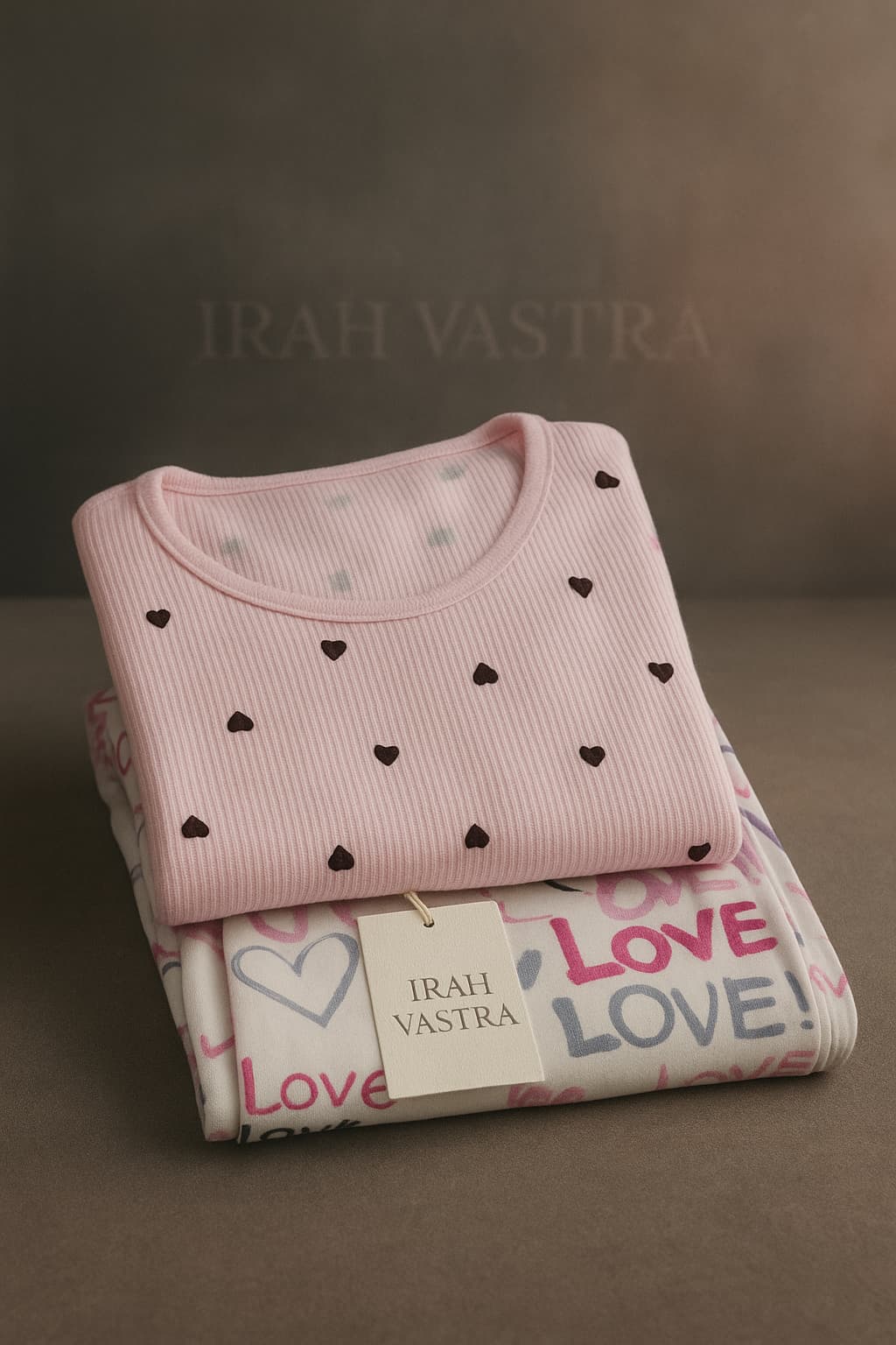 Irah Vastra ribbed T-shirt in pink — folded flat lay view”